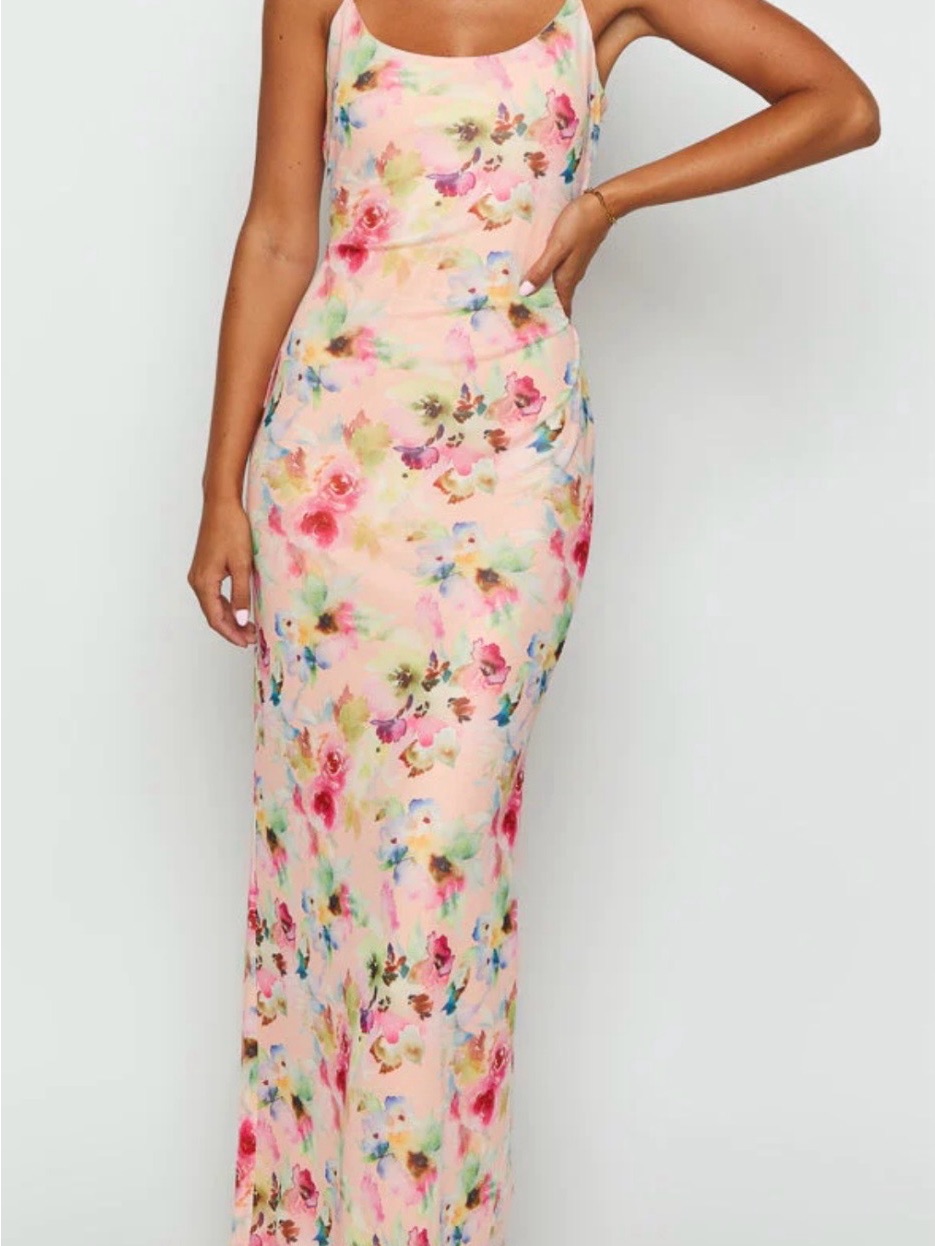 Beginning Boutique Pink Floral Maxi Dress